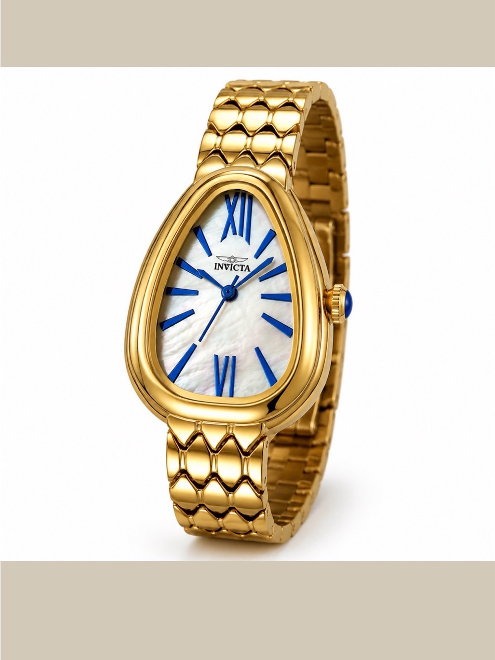 Invicta Celestial 70381 Snake Look Gold Tone Bracelet Watch W/Pear MOP Face NIB